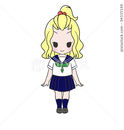 A blonde gal wearing a summer sailor suit 94335549