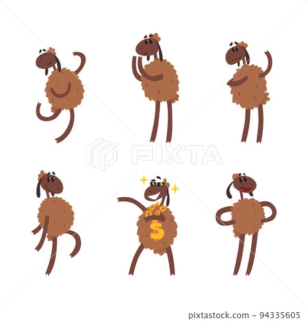 Funny Brown Sheep Character as Hoofed Animal Engaged in Different Activity Vector Set Funny Brown Sheep Character as Hoofed Animal Engaged in Different Activity Vector Set 94335605