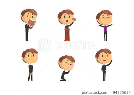 Catholic Preacher or Priest Giving Speech and Blessing Vector Set Catholic Preacher or Priest Giving Speech and Blessing Vector Set 94335624