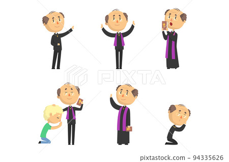 Catholic Preacher or Priest Giving Speech and Blessing Vector Set Catholic Preacher or Priest Giving Speech and Blessing Vector Set 94335626