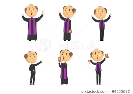 Catholic Preacher or Priest Giving Speech and Blessing Vector Set Catholic Preacher or Priest Giving Speech and Blessing Vector Set 94335627
