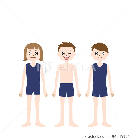 Illustration of boys and girls in swimsuits, private zone, sex education (white background, vector, clipping) Illustration of boys and girls in swimsuits, private zone, sex education (white background, vector, clipping) 94335995