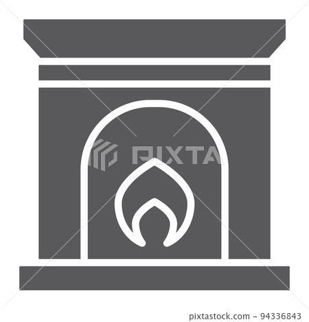 Fireplace glyph icon, home and interior, fire sign, vector graphics, a solid pattern on a white background, eps 10. 94336843