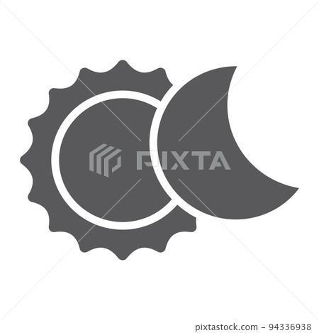 Eclipse glyph icon, space and astronomy, solar eclipse sign, vector graphics, a solid pattern on a white background, eps 10. Eclipse glyph icon, space and astronomy, solar eclipse sign, vector graphics, a solid pattern on a white background, eps 10. 94336938