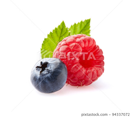 Raspberry and blueberry with leaves 94337072