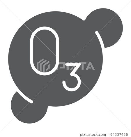 Ozonation glyph icon, formula and ozone, molecule sign, vector graphics, a solid pattern on a white background, eps 10. Ozonation glyph icon, formula and ozone, molecule sign, vector graphics, a solid pattern on a white background, eps 10. 94337436
