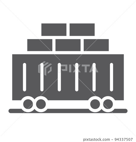 Train cargo glyph icon, transport and logistics, railway sign, vector graphics, a solid pattern on a white background, eps 10. 94337507