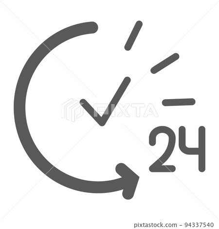 24 hours glyph icon, service and time, open all day sign, vector graphics, a solid pattern on a white background, eps 10. 94337540