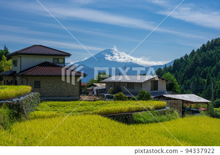 霧濛濛的富士山平林水稻梯田 94337922