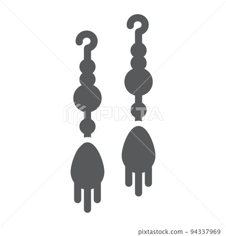 Earring pair glyph icon, jewellery and accessory, long earrings sign, vector graphics, a solid pattern on a white background, eps 10. 94337969