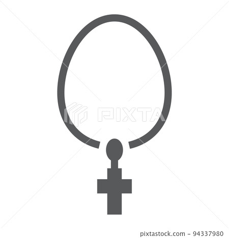 Necklace with cross glyph icon, jewellery and accessory, christian chain sign, vector graphics, a solid pattern on a white background, eps 10. Necklace with cross glyph icon, jewellery and accessory, christian chain sign, vector graphics, a solid pattern on a white background, eps 10. 94337980