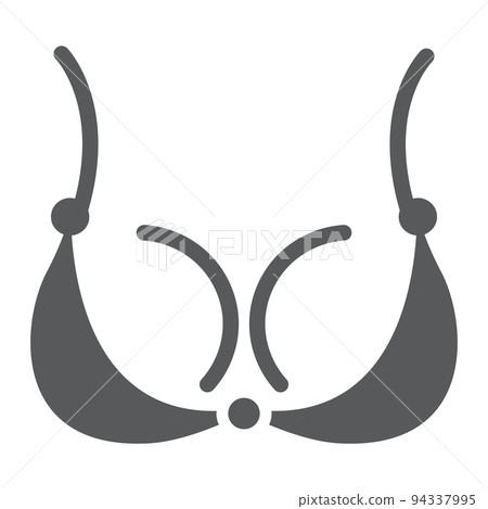 Bra glyph icon, underwear and woman, lingerie sign, vector graphics, a solid pattern on a white background, eps 10. Bra glyph icon, underwear and woman, lingerie sign, vector graphics, a solid pattern on a white background, eps 10. 94337995