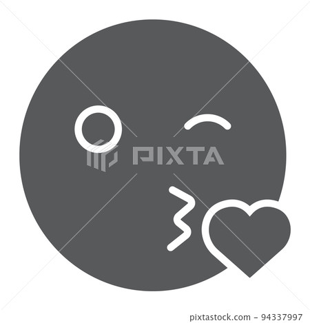 Kiss smile glyph icon, emoticon and expression, love emoji sign, vector graphics, a solid pattern on a white background, eps 10. Kiss smile glyph icon, emoticon and expression, love emoji sign, vector graphics, a solid pattern on a white background, eps 10. 94337997