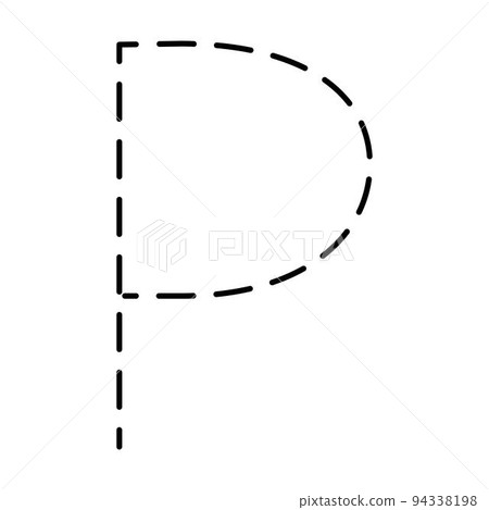 Tracing Alphabet letter P prewriting dotted line element for kindergarten, preschool and Montessori school kids worksheet for handwriting practice activity. 94338198