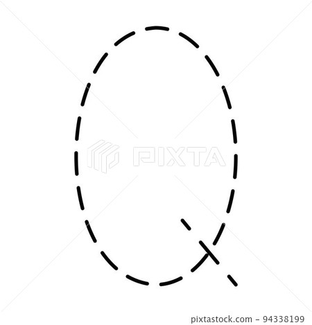 Tracing Alphabet letter Q prewriting dotted line element for kindergarten, preschool and Montessori school kids worksheet for handwriting practice activity. 94338199