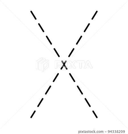 Tracing Alphabet letter X prewriting dotted line element for kindergarten, preschool and Montessori school kids worksheet for handwriting practice activity. 94338209