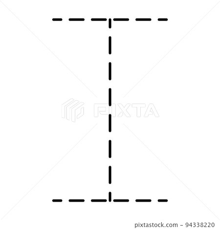 Tracing Alphabet letter I prewriting dotted line element for kindergarten, preschool and Montessori school kids worksheet for handwriting practice activity. 94338220