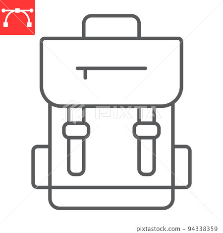 Backpack line icon, school and education, school bag vector icon, vector graphics, editable stroke outline sign, eps 10. 94338359
