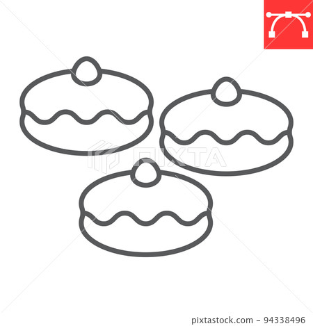 Sufganiyah line icon, bakery and sufganiyot, hanukkah doughnut vector icon, vector graphics, editable stroke outline sign, eps 10. 94338496