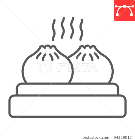 Dumpling line icon, food and asian restaurant, chinese dumpling vector icon, vector graphics, editable stroke outline sign, eps 10. 94339013