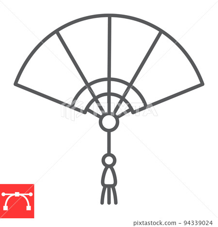 Chinese folding fan line icon, accessory and tessen, Japenese folding fan vector icon, vector graphics, editable stroke outline sign, eps 10. Chinese folding fan line icon, accessory and tessen, Japenese folding fan vector icon, vector graphics, editable stroke outline sign, eps 10. 94339024