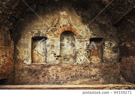 Abandoned interior of an Ancient ruin closeup photo 94339271