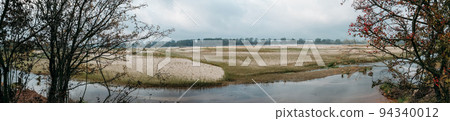 Climate change, Europe is drying up. Low water level in Vistula river near Warsaw in Poland. 94340012