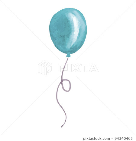 Watercolor blue balloon. Happy birthday. Vector illustration 94340465