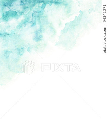 Watercolor template. Hand-drawn blue watercolor splashes on a white background. Perfect for save the date, wedding invitations, postcards, banners, logo. 94341371