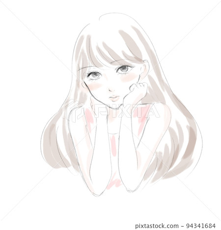 水彩女長發A 94341684