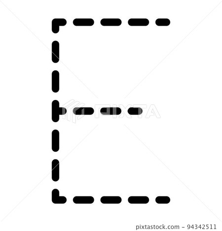 Tracing Alphabet letter E prewriting dotted line element for kindergarten, preschool and Montessori school kids worksheet for handwriting practice activity. 94342511