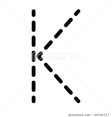 Tracing Alphabet letter K prewriting dotted line element for kindergarten, preschool and Montessori school kids worksheet for handwriting practice activity. 94342517