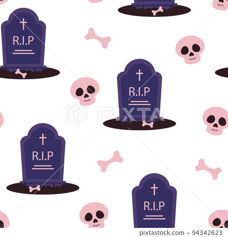 seamless pattern with headstone, halloween vector print 94342623