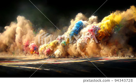 Abstract Drag racing, drifting, and rallying create a beautiful background of sports rubber. 3D illustration 94343728