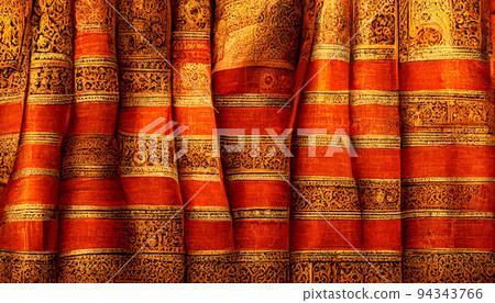 Indian fabric with Indian patterns close up Stock Photo by