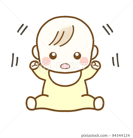 一個驚訝並停止移動的嬰兒 一個驚訝並停止移動的嬰兒 94344124