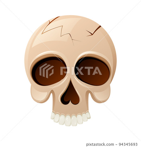 Cartoon skull without lower jaw with cracks, vector illustration. For Halloween, the day of the dead Cartoon skull without lower jaw with cracks, vector illustration. For Halloween, the day of the dead 94345693