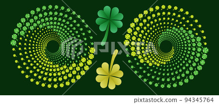 Green leaf in circle form. Halftone design. St. Patrick Day abstraction. 94345764