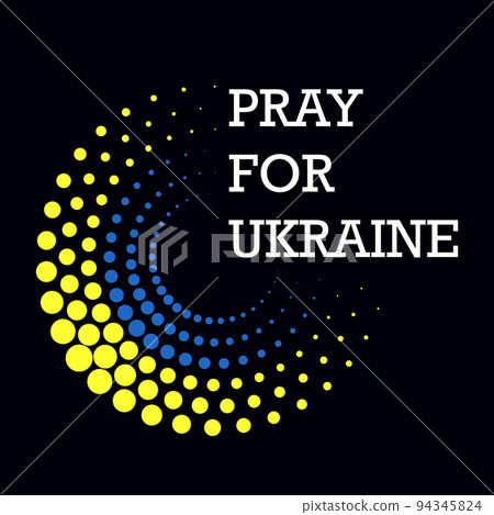 Pray for Ukraine, dotted emblem national flag colored. Flag color of Ukraine with circles. Pray for Ukraine, dotted emblem national flag colored. Flag color of Ukraine with circles. 94345824