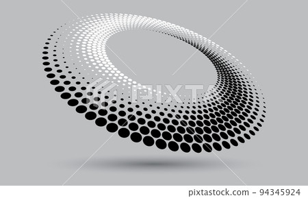Abstract dotted vector background. Halftone effect with black and white dots. Spiral dotted background or icon. 94345924