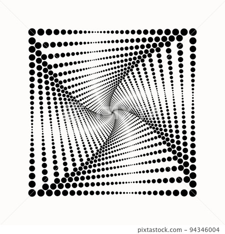 Abstract dynamic dotted square with rotating frame. Black design element with dots like logo or icon. Abstract dynamic dotted square with rotating frame. Black design element with dots like logo or icon. 94346004