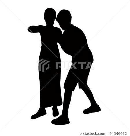 children playing, silhouette vector children playing, silhouette vector 94346652