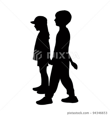 children playing, silhouette vector children playing, silhouette vector 94346653