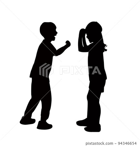 children playing, silhouette vector children playing, silhouette vector 94346654