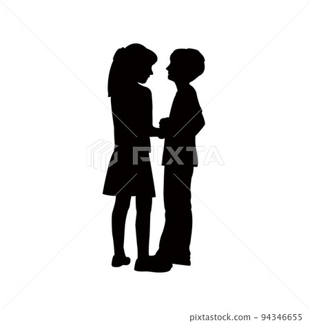 children playing, silhouette vector 94346655