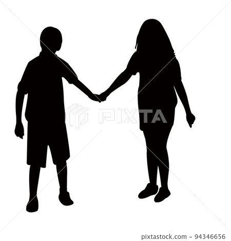 children playing, silhouette vector children playing, silhouette vector 94346656