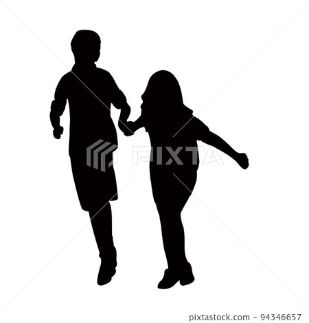children playing, silhouette vector children playing, silhouette vector 94346657