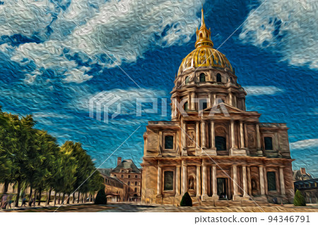 Les Invalides Palace with the golden dome in Paris Les Invalides Palace with the golden dome in Paris 94346791
