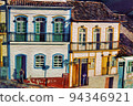 Charming facade of old houses in Ouro Preto 94346921