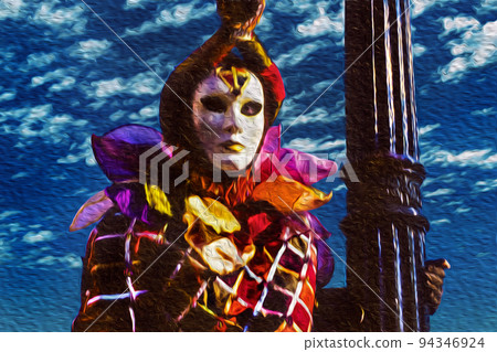 Reveler wearing costume at the Venice Carnival 94346924